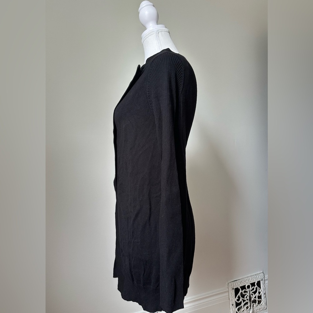 SUZY SHIER Y2K Black Whimsigoth Single Button Asymmetric Wrap Cardigan Size XS - Picture 2 of 6